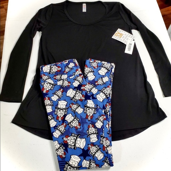 Lularoe blk Lynnae sz:XS with Uncle Sam leggings sz:OSFA - Picture 1 of 7